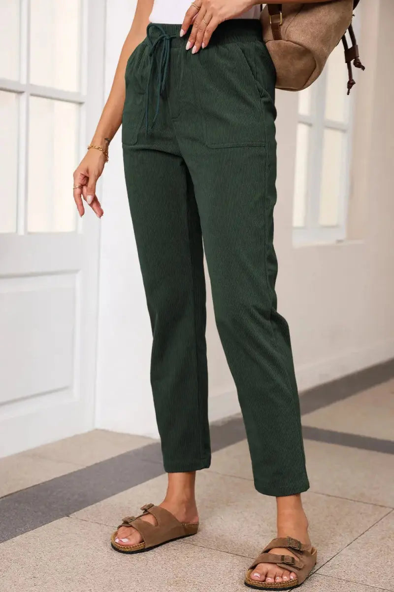 Comfortable Drawstring Straight Pants with Pockets - Love Salve